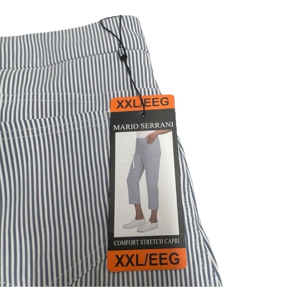 Mario Serrani Italy Comfort Stretch Capri Pants Size XXL Navy Stripe Pull On - Picture 1 of 8